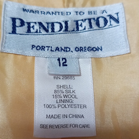 Pendleton Canary Yellow herringbone 85% silk 15% wool pants suit - Picture 7 of 14